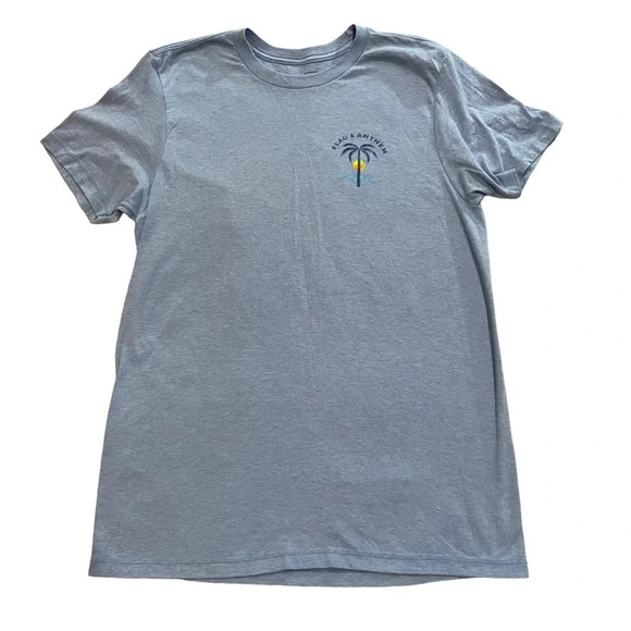 Flag & Anthem Men's T-Shirt Medium Light Blue Graphic Tee Short Sleeve Palm Tree - Picture 1 of 4